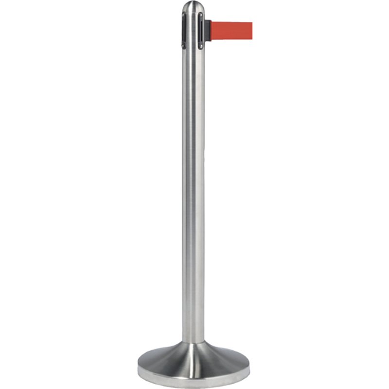 Afzetpaal Securit RVS met rolband 210cm rood
