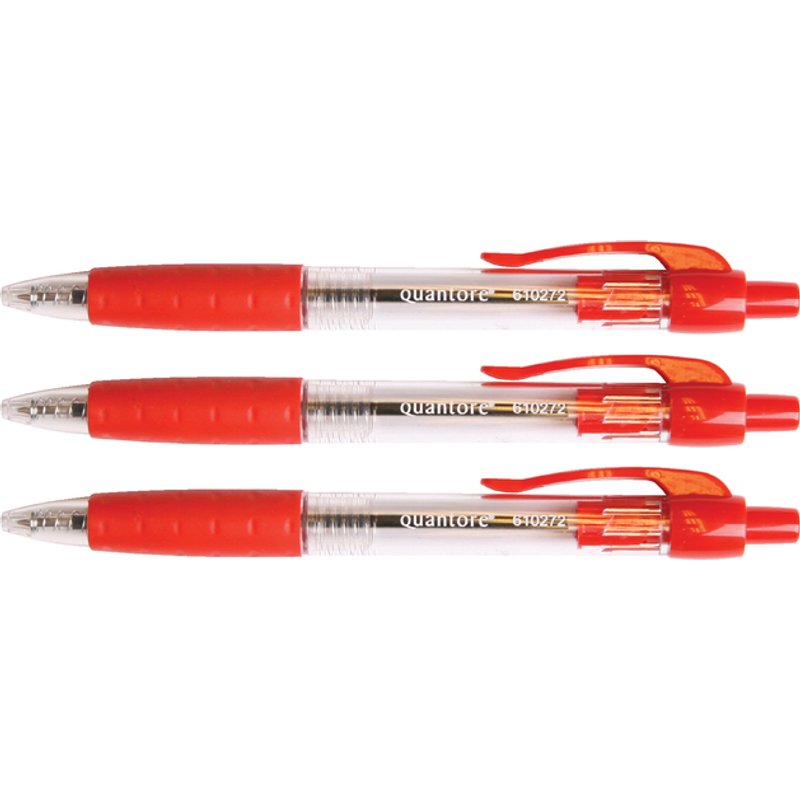 Balpen Quantore Grip drukknop rood medium