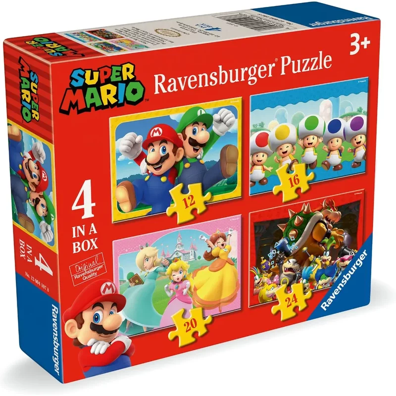 Ravensburger Super Mario 4 In A Box (12, 16, 20, 24 Piece) Jigsaw Puzzles - Let'S Go, Mario!