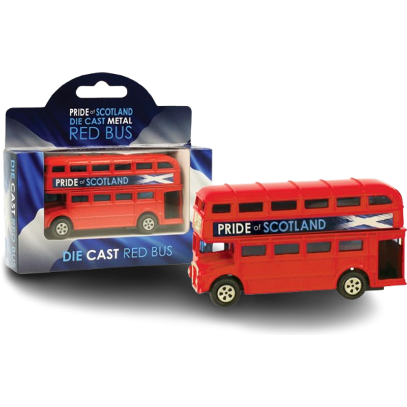 Single Red Bus Window Tartan Box Die Cast