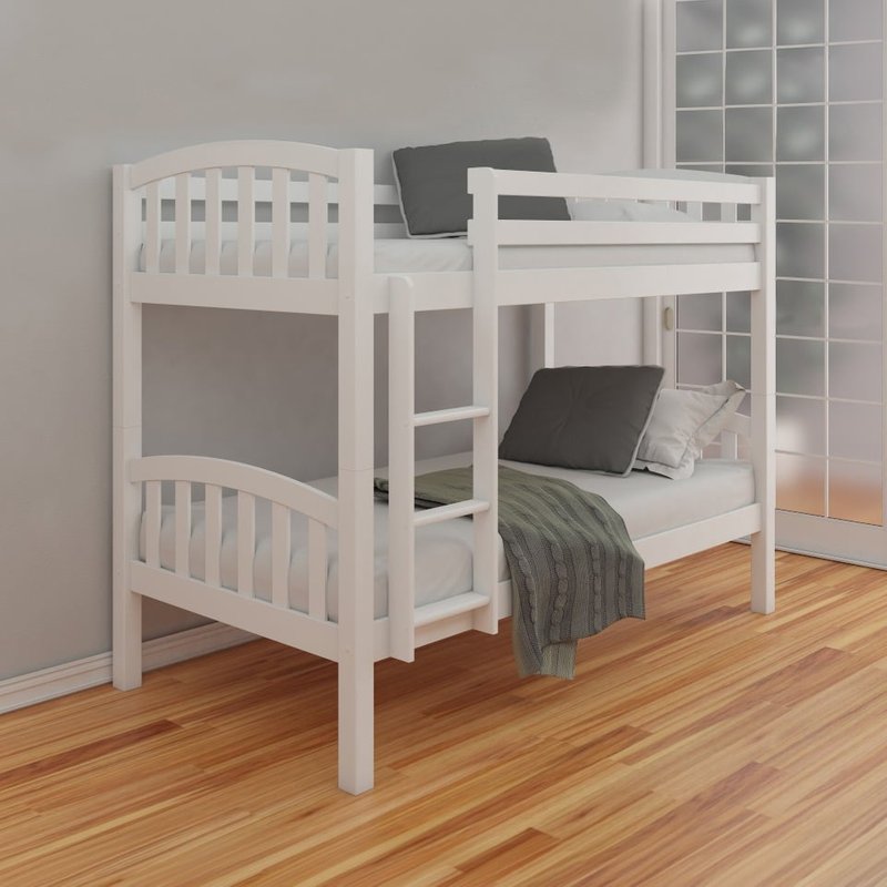 American Kids White Solid Pine Wooden Bunk Bed Frame