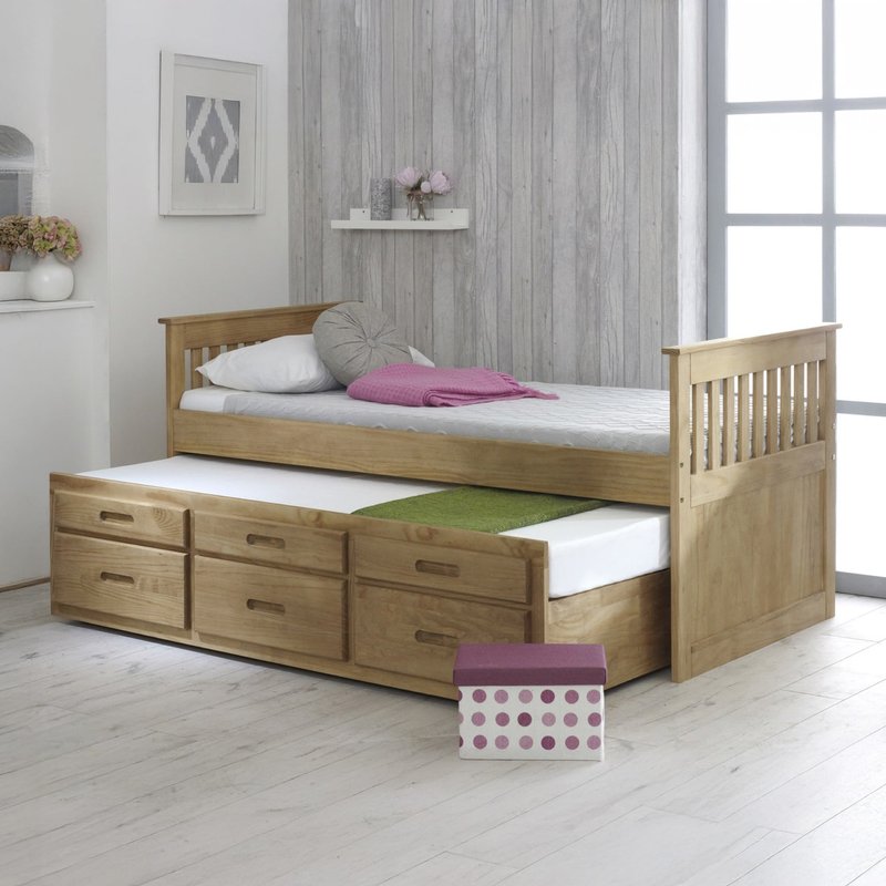 Captains High Foot-End Guest Bed with storage and Underbed Trundle