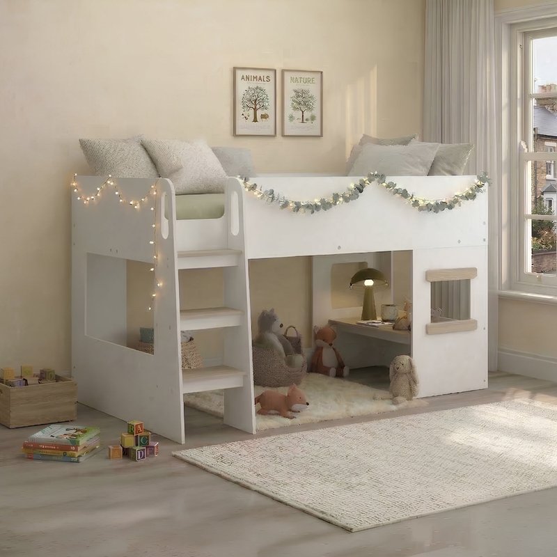 Cottage Mid Sleeper Bed with a Desk