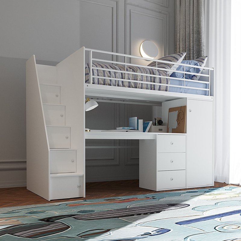 Dakota High Sleeper with a Desk, Drawers and Cupboard