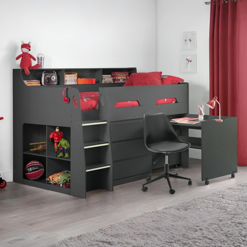 Jupiter Kids Mid Sleeper Bed with desk and Storage