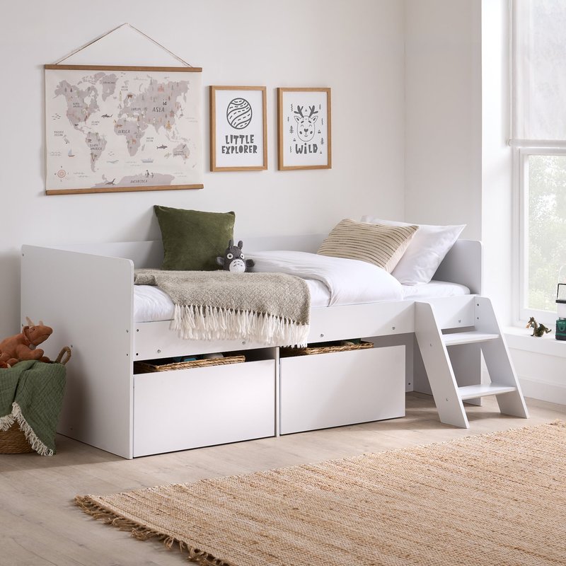 Poppy Cabin Bed with Drawers and Moveable Ladder