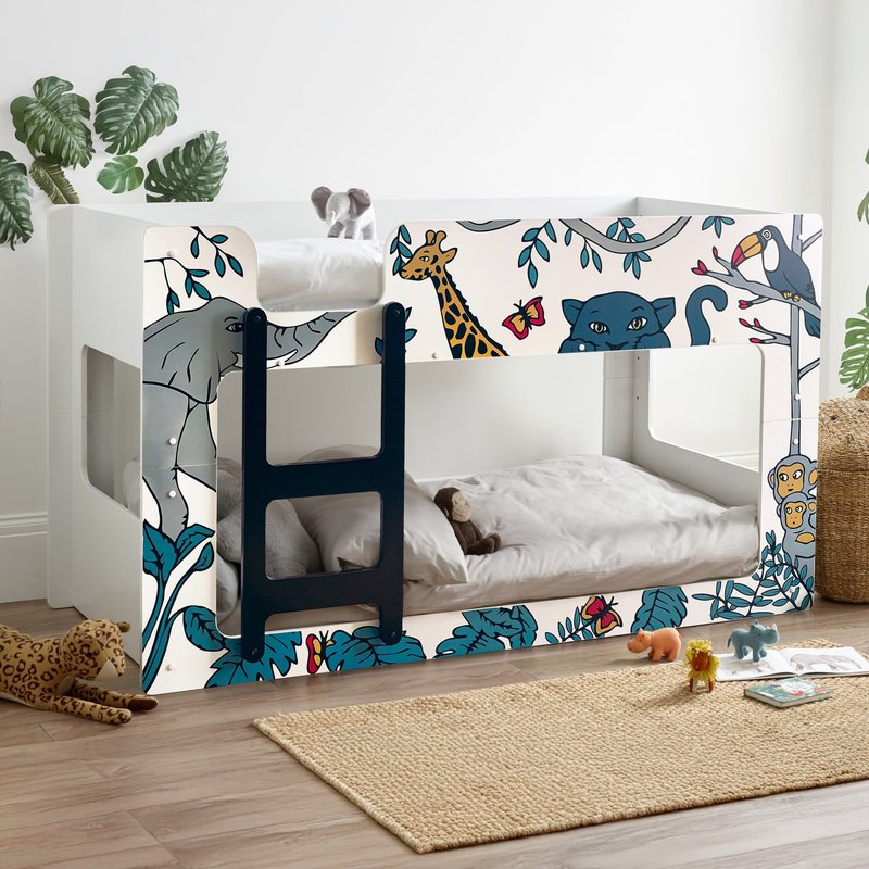 Safari Wooden Bunk Bed with Animal Graphics