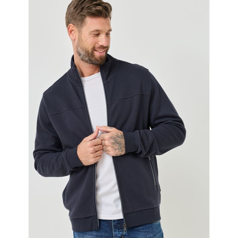 Sweatjacke mit Stehkragen u. Zip