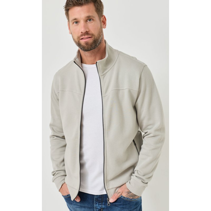 Sweatjacke mit Stehkragen u. Zip