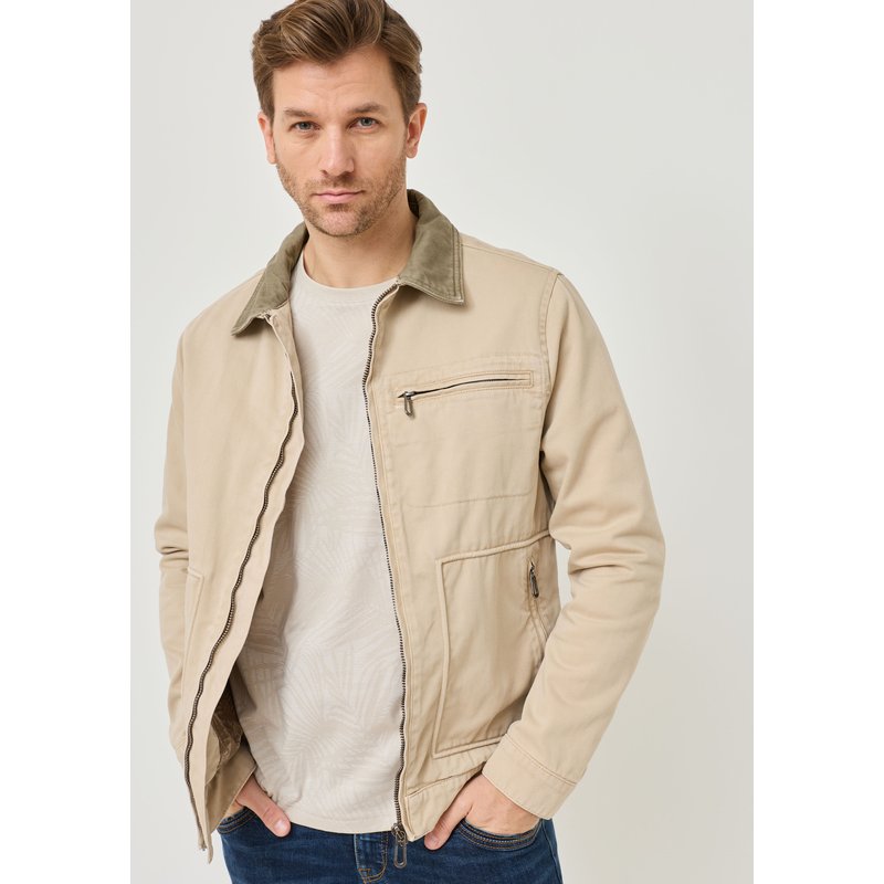 Jeansjacke mit Kontrastkragen