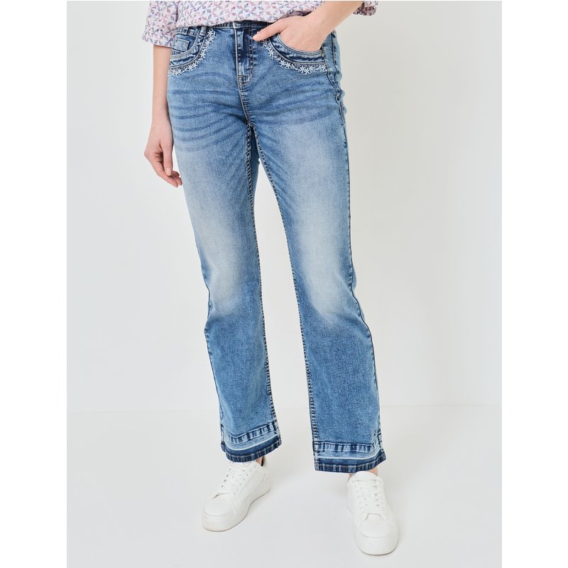 Bootcut-Jeans mit Stickerei