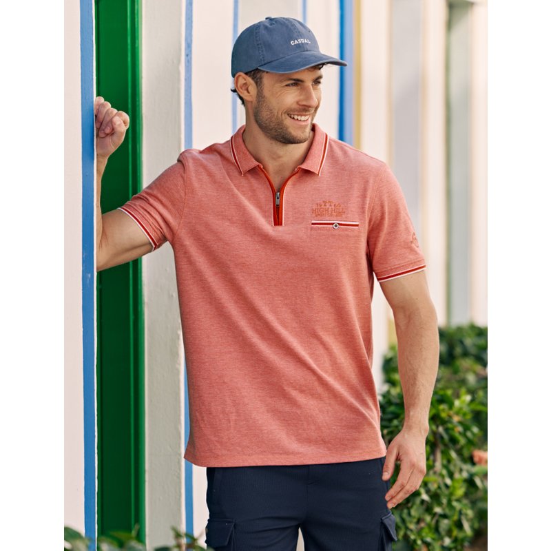 Polo-Shirt mit Zip, Pique-Qualität