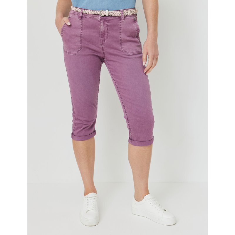 Slim Fit Caprihose m. Flechtgürtel