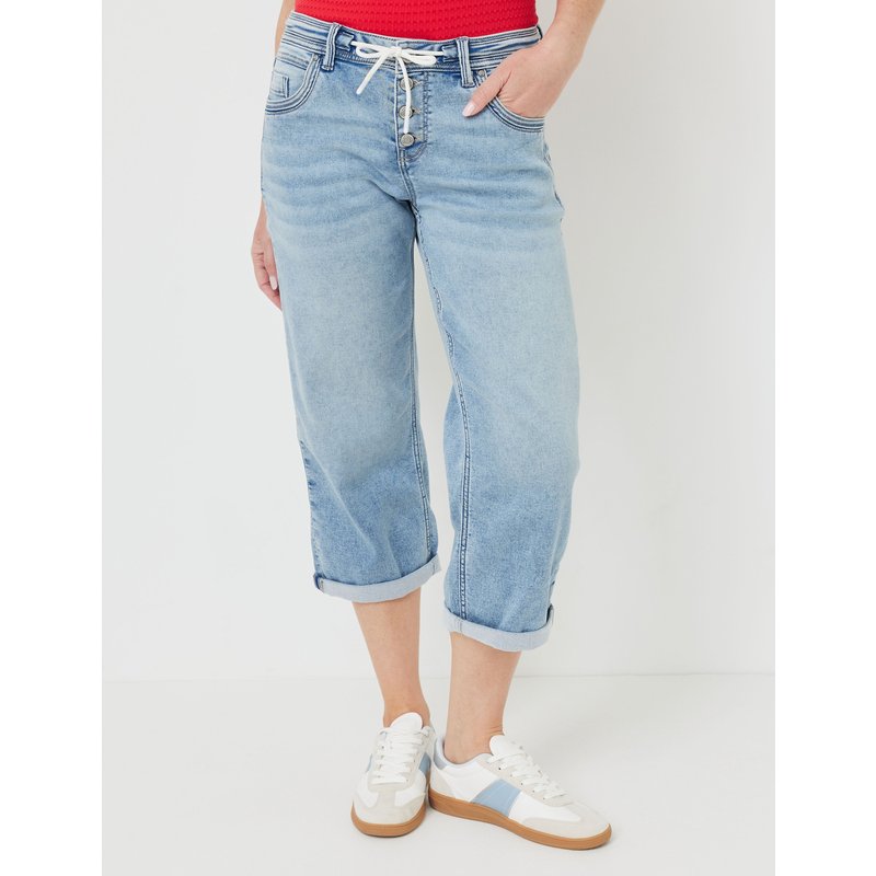 Straight Fit: 7/8 Jeans mit Band