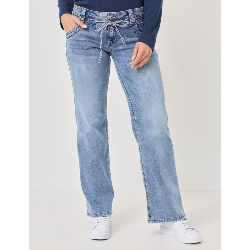 Jeans Wide Fit mit Gürtel-Bändchen