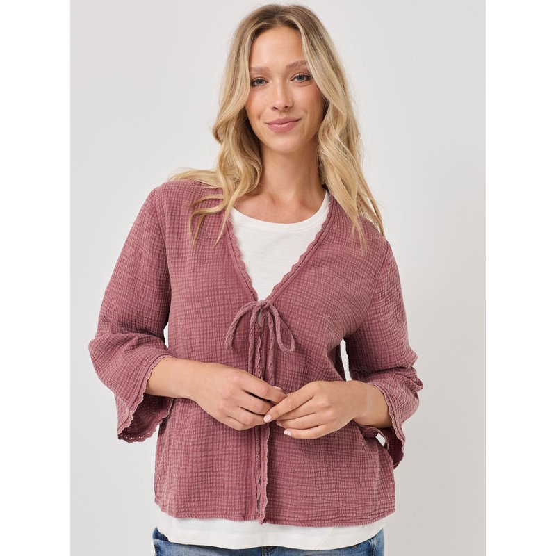 Musselin-Blusenjacke mit Spitze