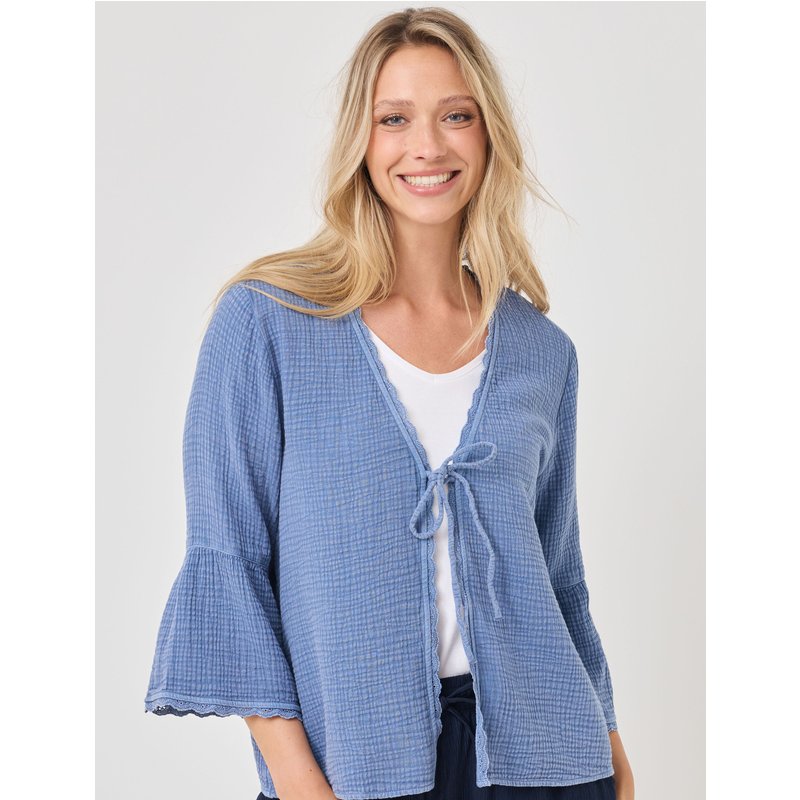 Musselin-Blusenjacke mit Spitze