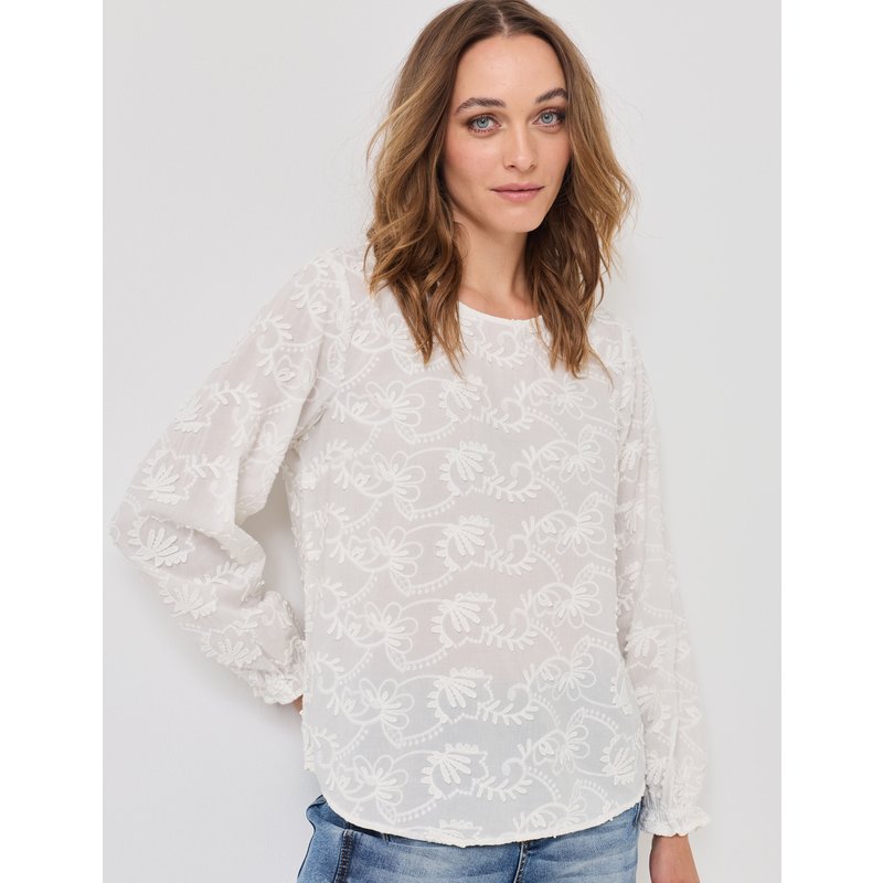 Modische Bluse m. Allover Stickerei