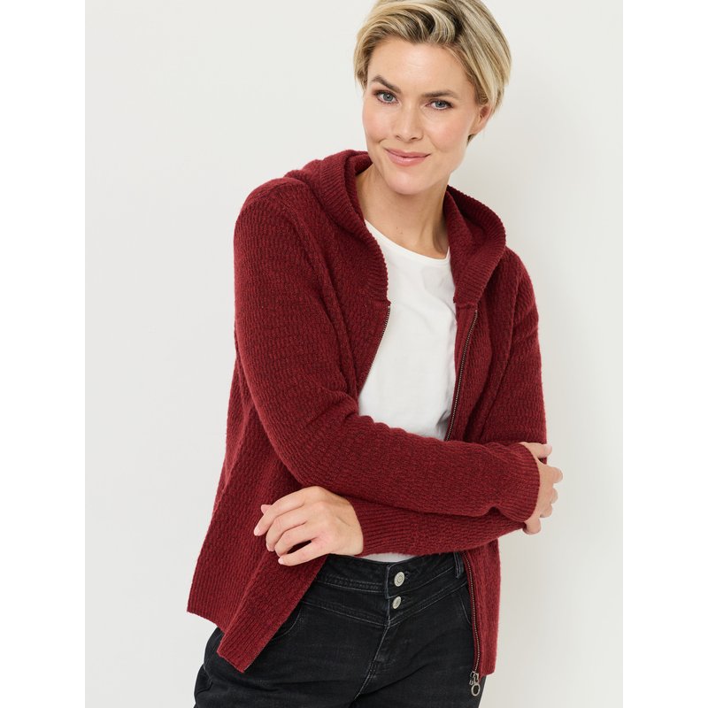 Softe Strickjacke, Kapuze & Zip