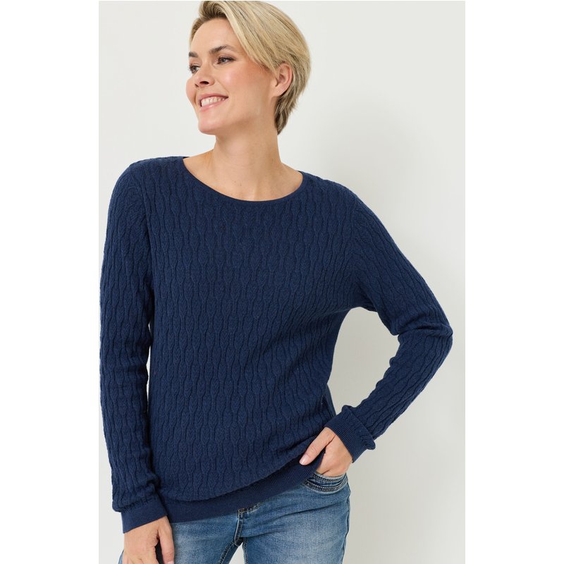 Feinstrick-Pullover mit Zopfmuster
