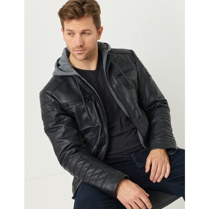 Bikerjacke mit Sweatkapuze