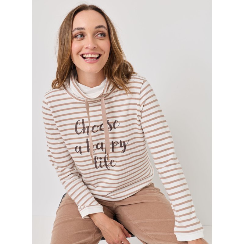 Ringel-Sweat mit Frontprint