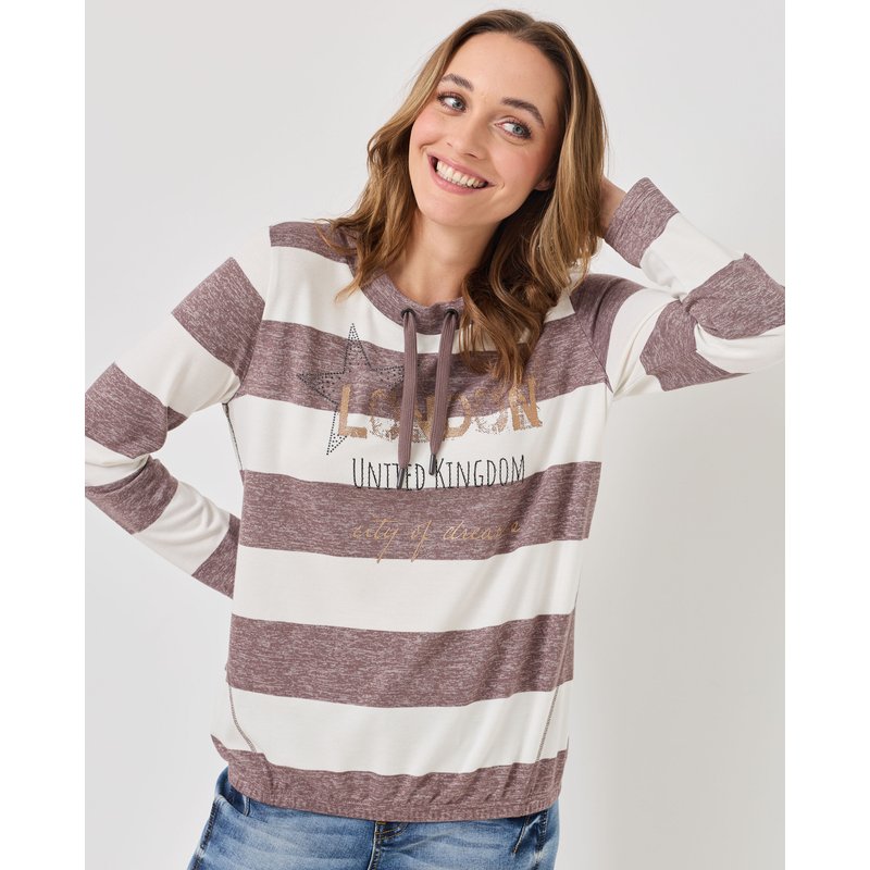 Streifen-Shirt mit Glitzer-Steinen