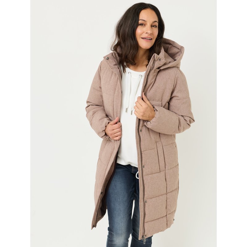 Warme Long-Steppjacke mit Kapuze