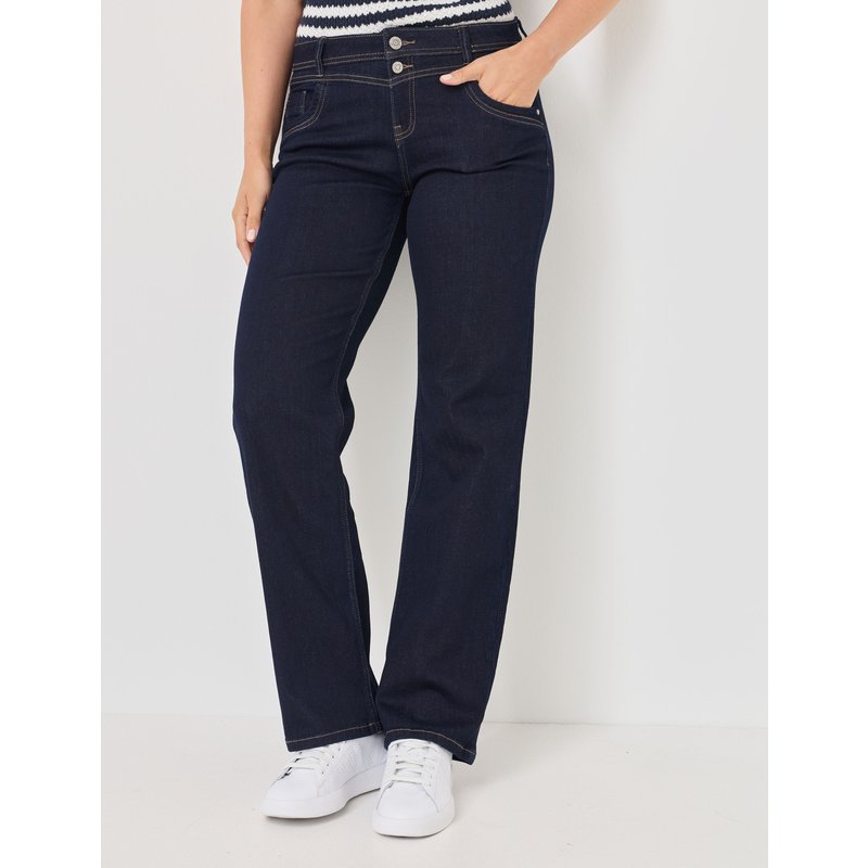 Wide Leg Jeans mit Doppelknopf