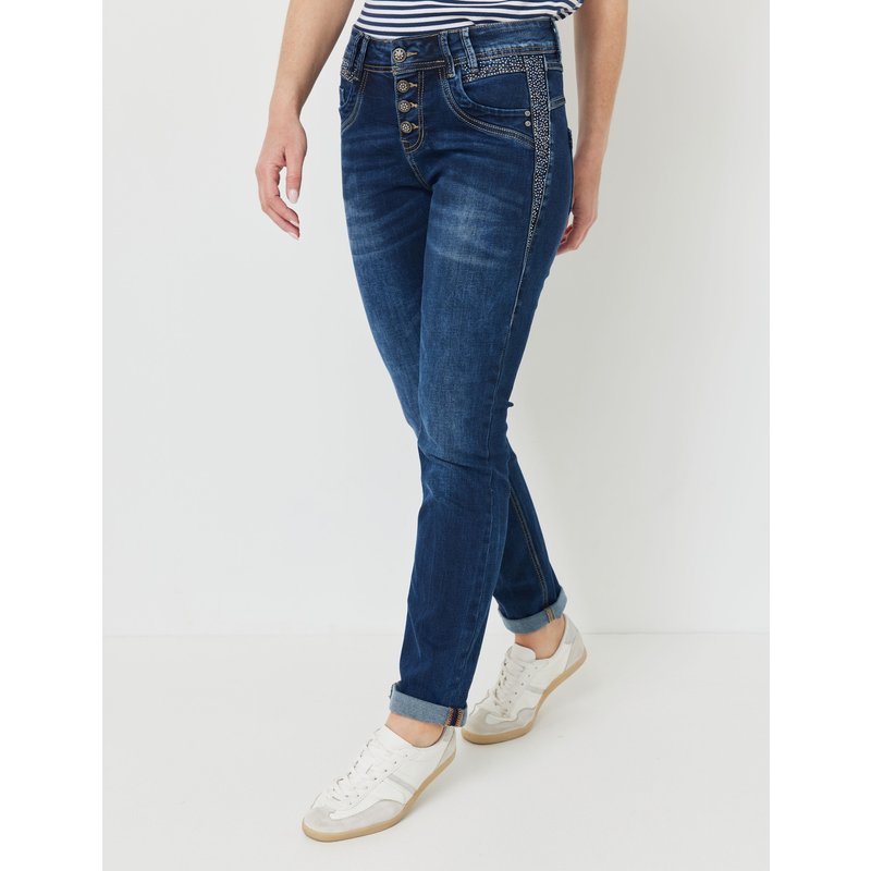 Slim Fit Jeans m. Glitzerdetails
