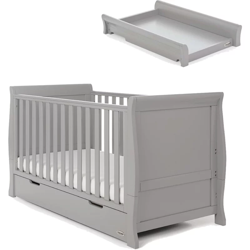 Obaby Stamford Classic Sleigh Cot Bed & Cot Top Changer