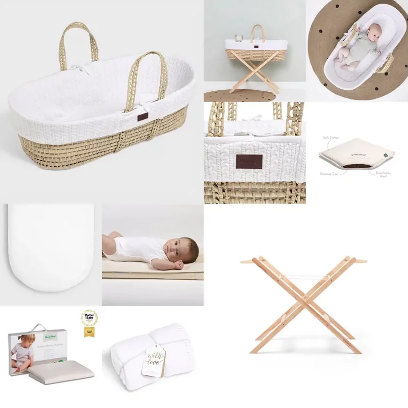 The Little Green Sheep Natural Knitted 6pc Moses Basket Bundle