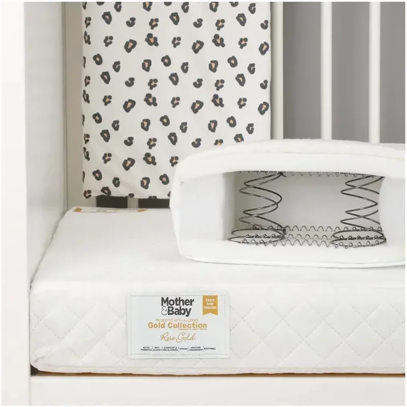 Mother & Baby Rose Gold Anti Allergy Sprung Cot Mattress 120 x 60