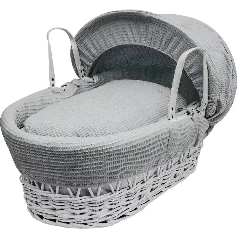 Kinder Valley Grey Waffle--Grey Wicker Moses Basket