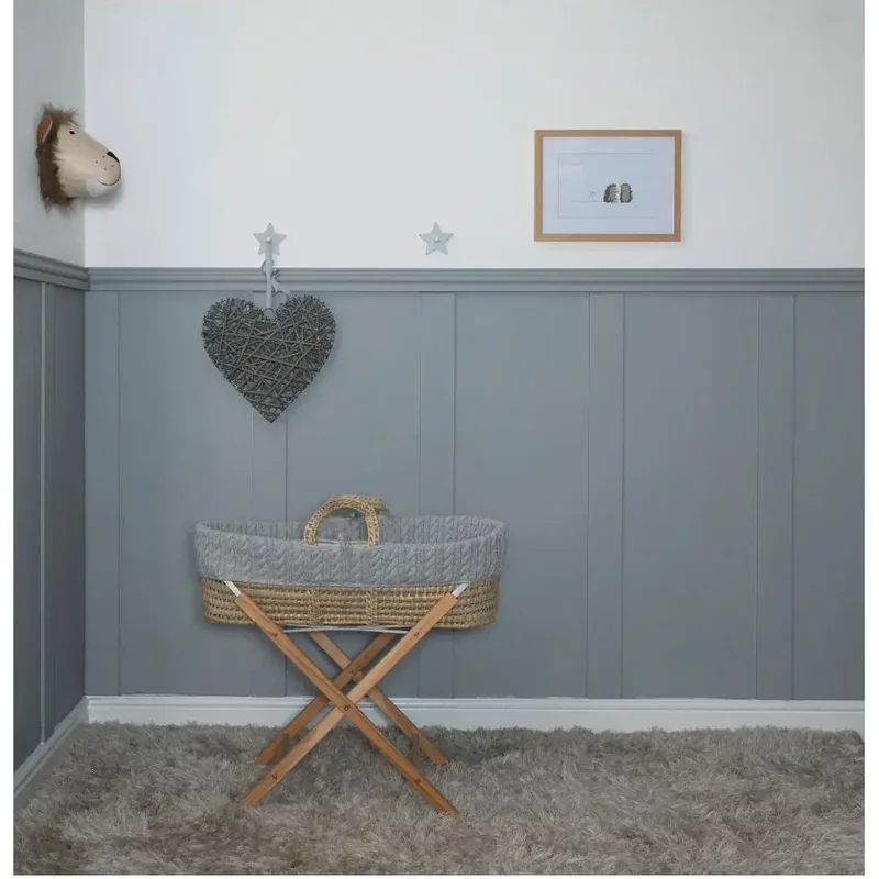 Cuddles Collection Cable Knit Mosses Basket Bundle