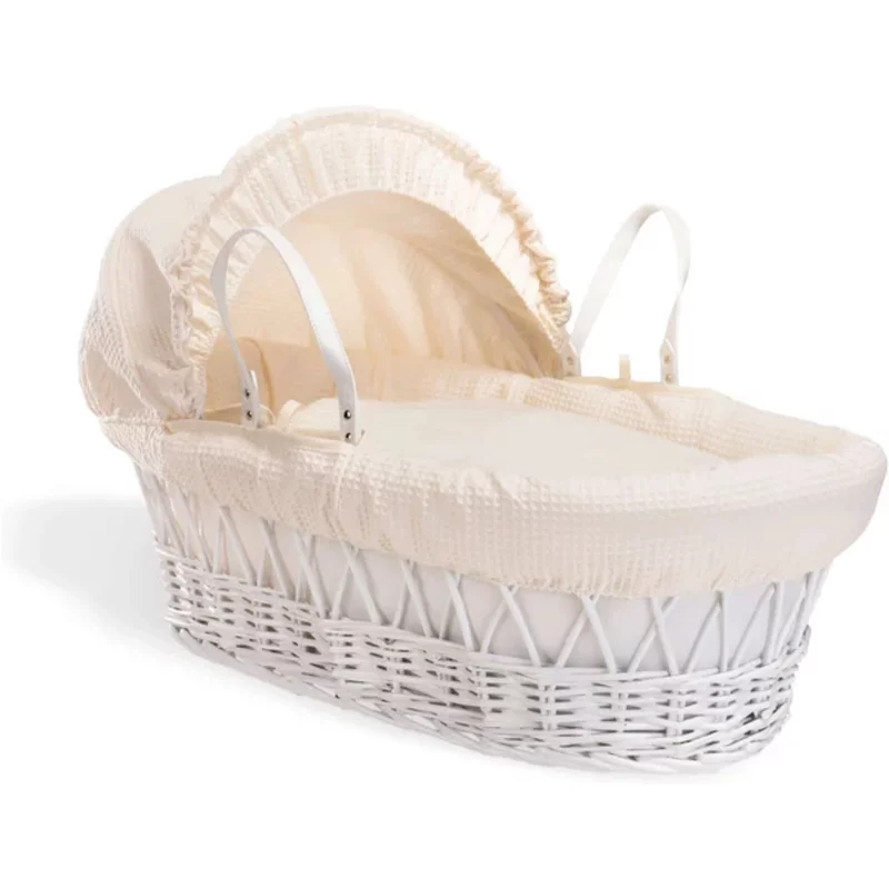 Clair De Lune Waffle White Wicker Moses Basket