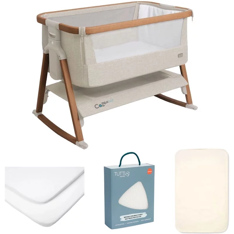 Tutti Bambini CoZee AIR Bedside Crib 4 Piece Essential Bundle