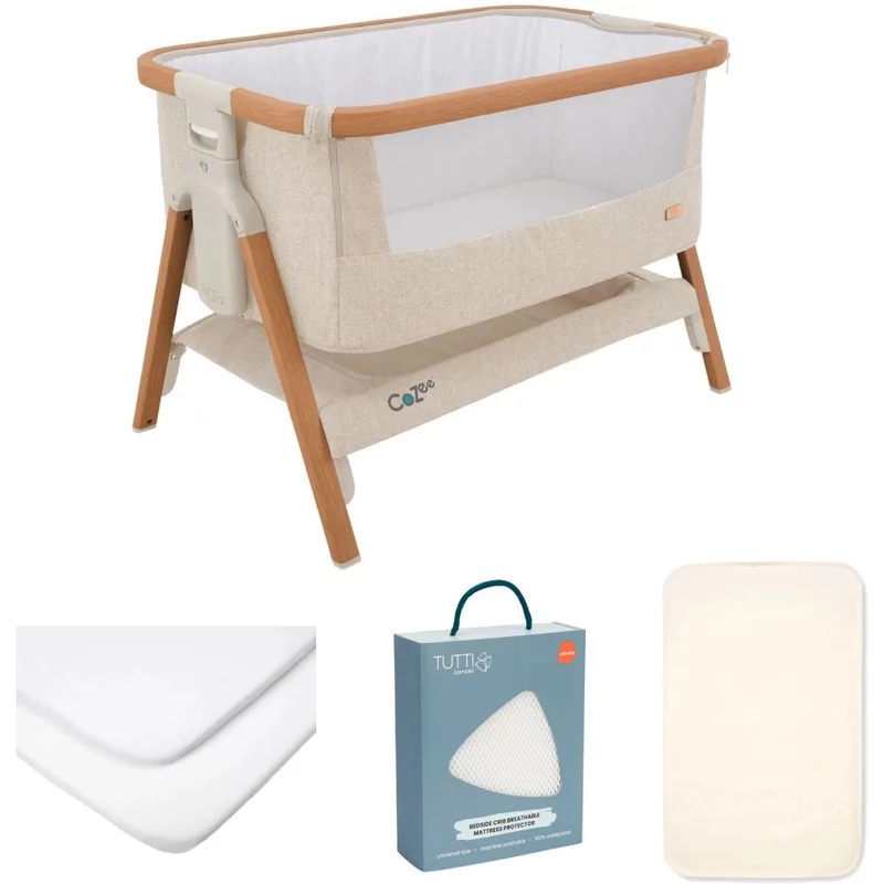 Tutti Bambini CoZee Bedside Crib 4 Piece Essential Bundle
