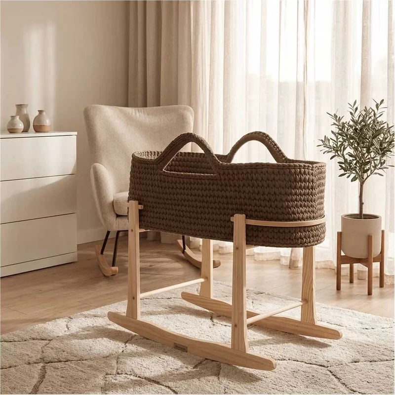 Clair de Lune Crochet Moses Basket With Stand