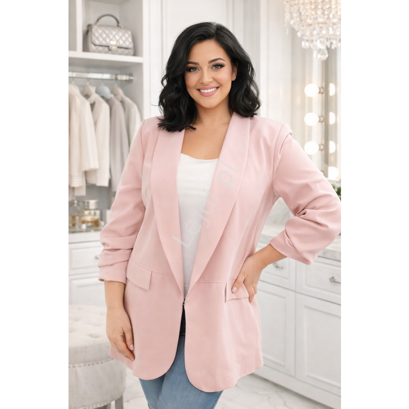 Marynarka damska Plus Size jasny róż 1085