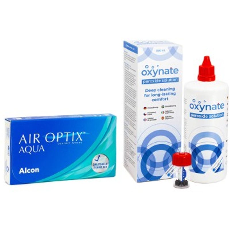 Air Optix Aqua (6 lentilles) + Oxynate Peroxide 380 ml avec étui