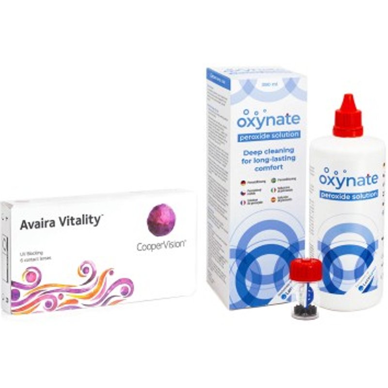 Avaira Vitality CooperVision (6 lentilles) + Oxynate Peroxide 380 ml avec étui