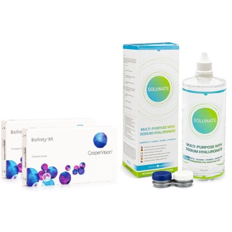 Biofinity XR CooperVision (6 lentilles) + Solunate Multi-Purpose 400 ml avec étui