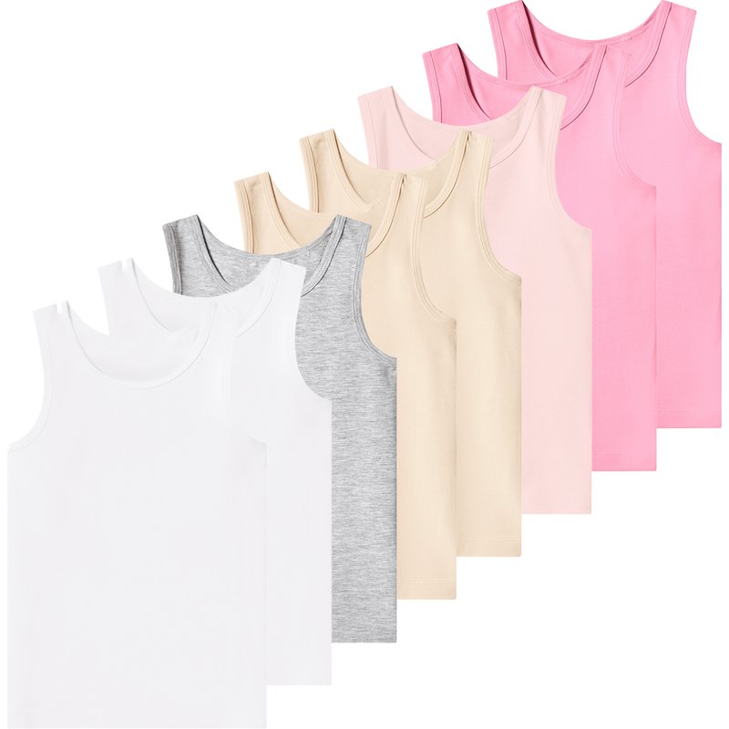 lupilu® Lot de 8 débardeurs enfant (rose/gris/blanc, 2-4 ans)
