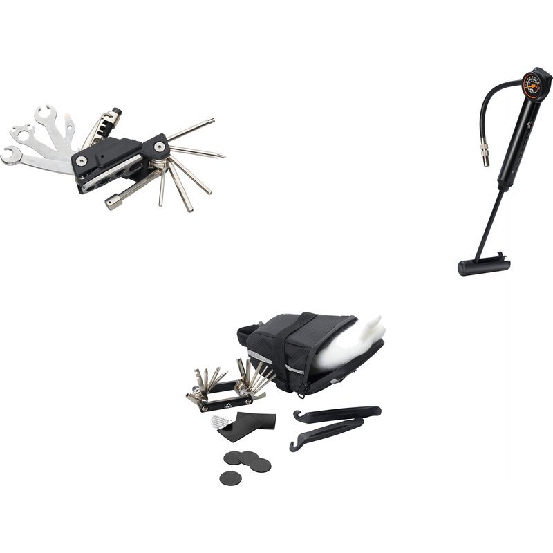 CRIVIT Outil multifonction pour vélo, sacoche de selle avec outils ou mini-pompe à manomètre