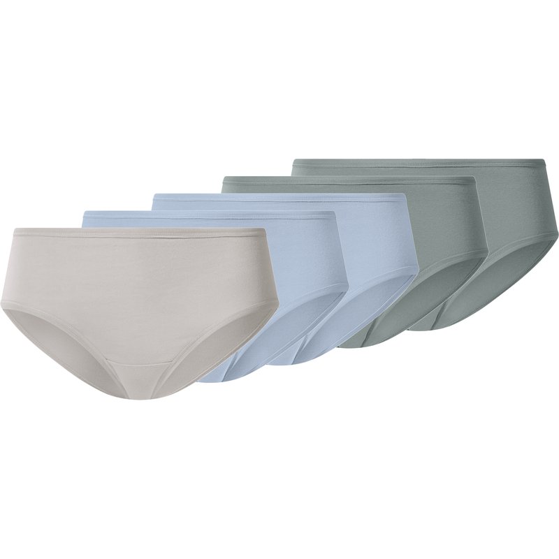 esmara® Lot de 5 hipsters femme (vert/bleu/gris, XL (46/48))