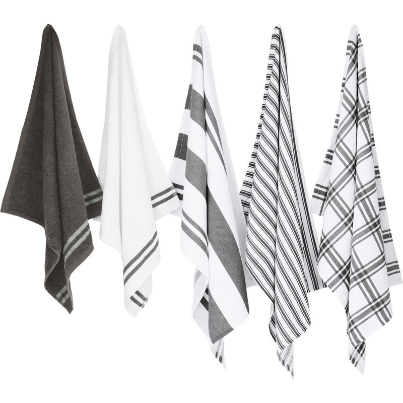 W5 Set de 5 torchons de cuisine (gris)