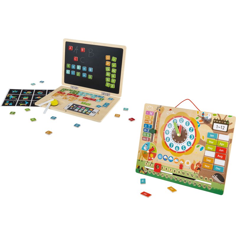 Playtive Ordinateur portable en bois ou Horloge magnétique