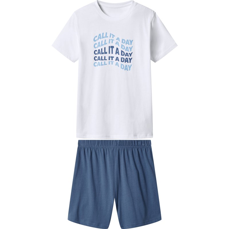 Esmara Kids Ensemble pyjama garçon (blanc-bleu, 8-10 ans)