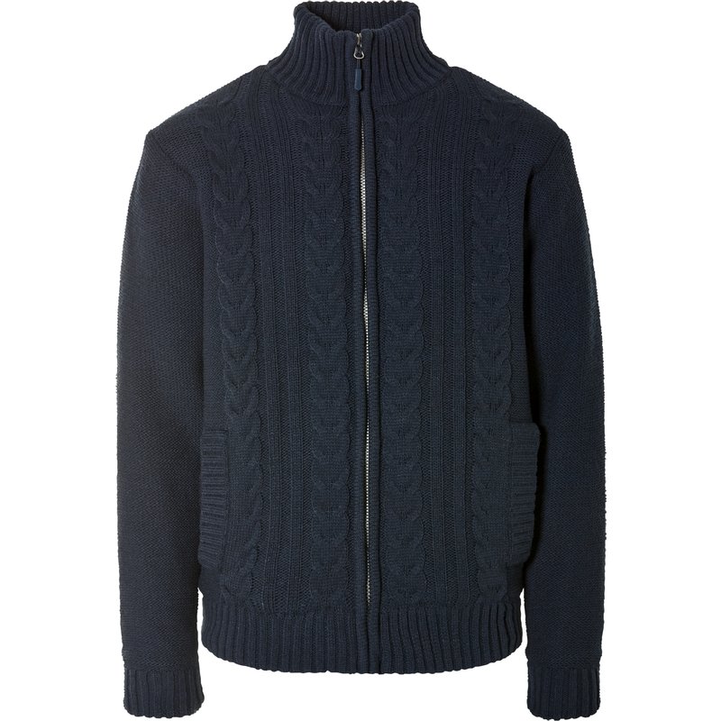 LIVERGY® Gilet zippé en grosse maille homme (S, bleu foncé)